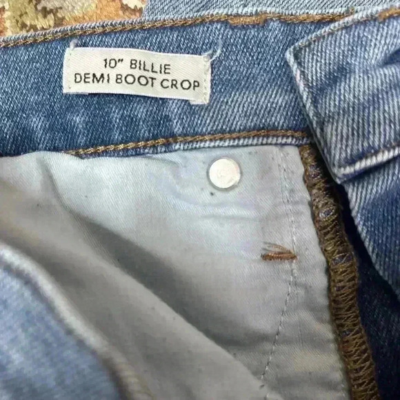 J Crew Demi Boot Cut Jeans Sz 25 Billie Crop Exposed Button Fly Raw Hem - Picture 7 of 10
